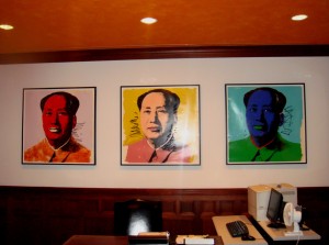 Andy Warhol's original Mao paintings in the entryway
