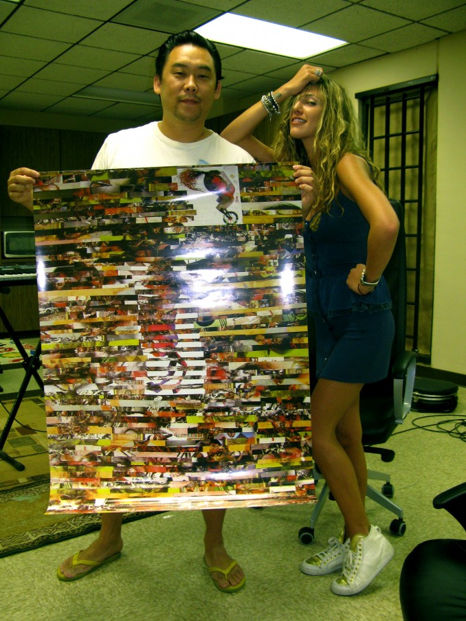 davidpiece Dreams do come true the man himself, David Choe holding a print, of the collage I made entirely of his work back in June (from his issue of Juxtapoz Magazine).
